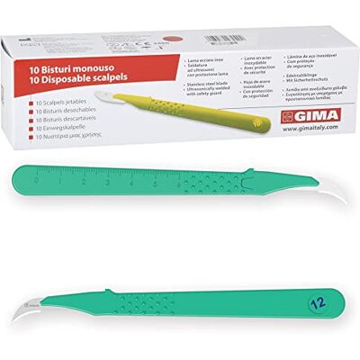 GIMA Sterile Einweg-Skalpelle, mit Sicherheitsabdeckung, Nr. 12, 10er-Pack, 27042 GIMA Sterile Einweg-Skalpelle, mit Sicherheitsabdeckung, Nr. 12, 10er-Pack, 27042