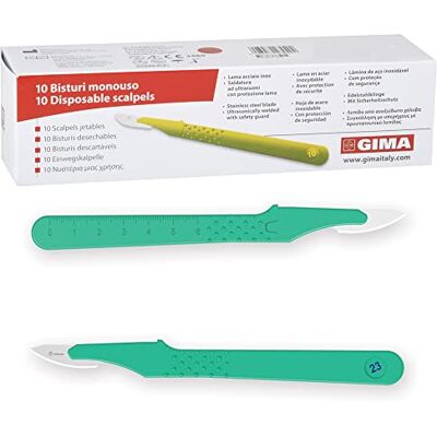 GIMA Sterile Einweg-Skalpelle mit Sicherheitsabdeckung, Nr. 23, 10er-Pack, 27047 GIMA Sterile Einweg-Skalpelle mit Sicherheitsabdeckung, Nr. 23, 10er-Pack, 27047