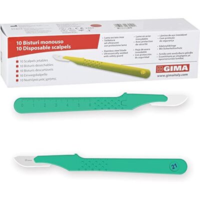 GIMA Sterile Einweg-Skalpelle, mit Sicherheitsabdeckung, Nr. 21, 10er-Pack, 27045 GIMA Sterile Einweg-Skalpelle, mit Sicherheitsabdeckung, Nr. 21, 10er-Pack, 27045