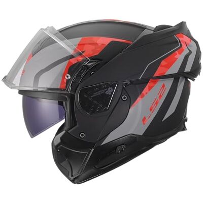LS2 , Modularer Motorradhelm ADVANT II GLIDE Black Grey Red, L LS2 , Modularer Motorradhelm ADVANT II GLIDE Black Grey Red, L