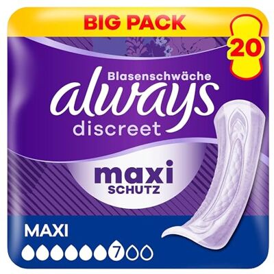 Discreet Einlagen bei Blasenschwäche Maxi Big Pack 20 Stück Discreet Einlagen bei Blasenschwäche Maxi Big Pack 20 Stück
