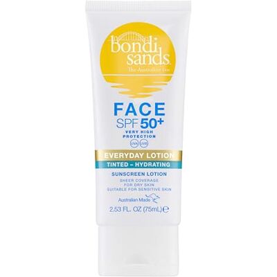 Bondi Sands Everyday Lotion Tinted SPF/LSF 50+ Getönter Gesichtssonnenschutz Inhalt: 75 ml UVA-/UVB-Schutz Für trockene, empfindliche Haut geeignet Bondi Sands Everyday Lotion Tinted SPF/LSF 50+ Getönter Gesichtssonnenschutz Inhalt: 75 ml UVA-/UVB-Schutz Für trockene, empfindliche Haut geeignet