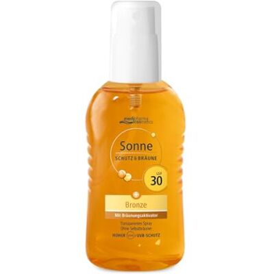 Medipharma Cosmetics Sonnenspray LSF 30 – Transparente, ultraleichte Sonnenpflege – Mit Bräunungsaktivator zur Verstärkung der natürlichen Bräune – Hoher UVA/UVB Schutz – gegen Pigmentflecken 200ml Medipharma Cosmetics Sonnenspray LSF 30 – Transparente, ultraleichte Sonnenpflege – Mit Bräunungsaktivator zur Verstärkung der natürlichen Bräune – Hoher UVA/UVB Schutz – gegen Pigmentflecken 200ml