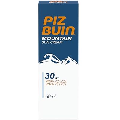 Piz Buin Mountain Sun Cream, Sonnencreme LSF 30, 50 ml Sonnenschutz für Wintersport oder Alpine Wanderungen, Hoher Schutz vor Sonnenbrand, Kälte und Wind# Piz Buin Mountain Sun Cream, Sonnencreme LSF 30, 50 ml Sonnenschutz für Wintersport oder Alpine Wanderungen, Hoher Schutz vor Sonnenbrand, Kälte und Wind#
