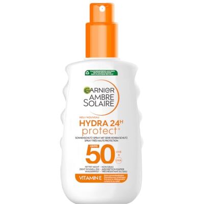 Garnier Ambre Solaire Hydra Protect+ 24h LSF 50 Sonnenschutz-Spray, Schutz vor UVA und UVB, mit Vitamin E, 150 ml Garnier Ambre Solaire Hydra Protect+ 24h LSF 50 Sonnenschutz-Spray, Schutz vor UVA und UVB, mit Vitamin E, 150 ml