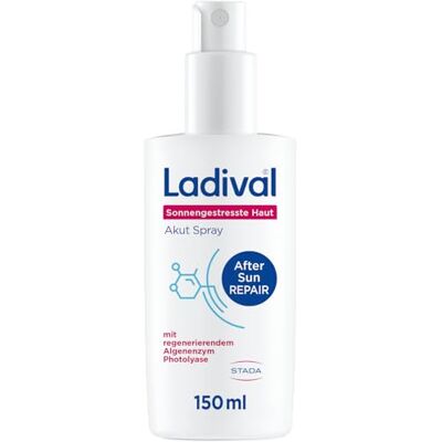 Ladival Sonnengestresste Haut Akut Spray, After Sun Repair für den Körper, regeneriert mit Photolyase, feuchtigkeitsspendend und kühlend, mit Panthenol und Vitamin E, 150ml Ladival Sonnengestresste Haut Akut Spray, After Sun Repair für den Körper, regeneriert mit Photolyase, feuchtigkeitsspendend und kühlend, mit Panthenol und Vitamin E, 150ml