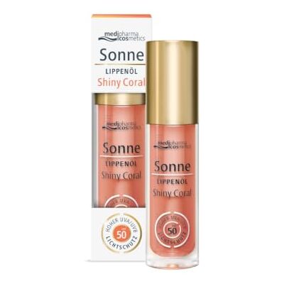 Medipharma Cosmetics Sonne Lippenöl Shiny Coral LSF 50 – Lippenpflege mit UV-Schutz – mit Vitamin E & Rosmarinextrakt – sommerlicher Korallton – nicht klebend – 4 ml Medipharma Cosmetics Sonne Lippenöl Shiny Coral LSF 50 – Lippenpflege mit UV-Schutz – mit Vitamin E & Rosmarinextrakt – sommerlicher Korallton – nicht klebend – 4 ml