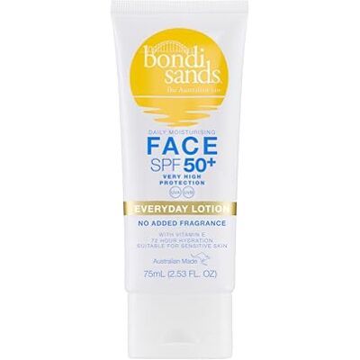 Bondi Sands Everyday Lotion SPF/LSF 50+ Gesichtssonnenschutz Inhalt: 75 ml UVA-/UVB-Schutz Mit Vitamin E Für empfindliche Haut geeignet 72h Feuchtigkeit Bondi Sands Everyday Lotion SPF/LSF 50+ Gesichtssonnenschutz Inhalt: 75 ml UVA-/UVB-Schutz Mit Vitamin E Für empfindliche Haut geeignet 72h Feuchtigkeit