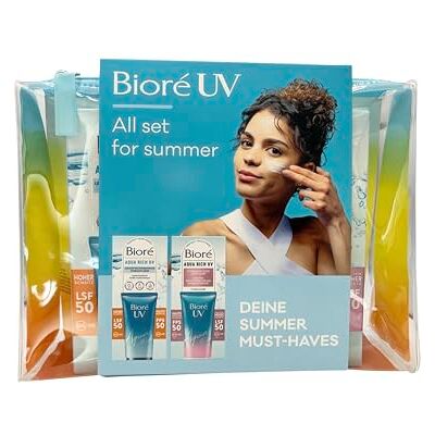 Bioré Bikini-Bag UV Set Gesichtssonnenschutz Inhalt: 1x Gesichtsfluid LSF 50 + 1x Gesichtsfluid Glow LSF 50 Ideal auch für Unterwegs Bioré Bikini-Bag UV Set Gesichtssonnenschutz Inhalt: 1x Gesichtsfluid LSF 50 + 1x Gesichtsfluid Glow LSF 50 Ideal auch für Unterwegs