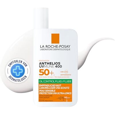 La Roche-Posay Anthelios Oil Control Sonnenfluid, Gesicht, LSF 50+, 50 ml Für ölige & empfindliche Haut, Bis zu 12h mattierend, Mexoryl 400, Dermatologisch getestet, UVA-/UVB-Schutz, Sonnencreme La Roche-Posay Anthelios Oil Control Sonnenfluid, Gesicht, LSF 50+, 50 ml Für ölige & empfindliche Haut, Bis zu 12h mattierend, Mexoryl 400, Dermatologisch getestet, UVA-/UVB-Schutz, Sonnencreme