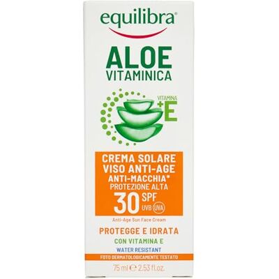 Equilibra , Sonnencreme für das Gesicht, LSF 30, 75 ml, Sonnenschutz für das Gesicht, Anti-Aging und Anti-Flecken*, parfümfrei, mit Aloe Vera, Vitamin E, Karottenöl, Arganöl, Kokosnuss und Sheabutter Equilibra , Sonnencreme für das Gesicht, LSF 30, 75 ml, Sonnenschutz für das Gesicht, Anti-Aging und Anti-Flecken*, parfümfrei, mit Aloe Vera, Vitamin E, Karottenöl, Arganöl, Kokosnuss und Sheabutter