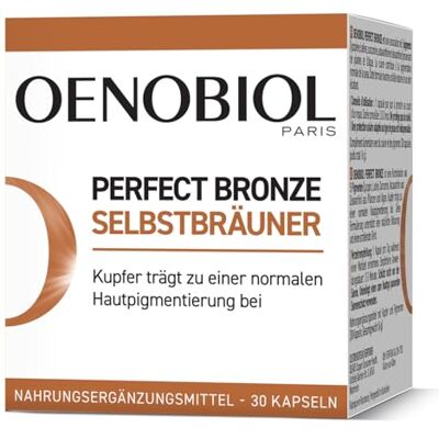 Oenobiol PERFECT BRONZE Selbstbräuner¹ 5 konzentrierte Pigmente, 100% pflanzlichen Ursprungs Nahrungsergänzungsmittel 30 Kapseln 16 g 1 Monat Oenobiol PERFECT BRONZE Selbstbräuner¹ 5 konzentrierte Pigmente, 100% pflanzlichen Ursprungs Nahrungsergänzungsmittel 30 Kapseln 16 g 1 Monat
