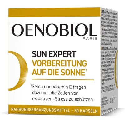 Oenobiol Sun Expert Vorbereitung auf die Sonne¹ Formulierung mit konzentriertem Traubentresterextrakt & 100% pflanzlichen Pigmenten Zellschutz vor oxidativem Stress¹ Oenobiol Sun Expert Vorbereitung auf die Sonne¹ Formulierung mit konzentriertem Traubentresterextrakt & 100% pflanzlichen Pigmenten Zellschutz vor oxidativem Stress¹