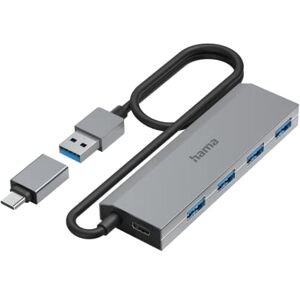 Hama USB-Hub 4 Ports (USB-A und USB-C-Anschluss, mit Netzteil, 4X USB-A für Maus, Tastatur, Externe Festplatte, USB-Stick etc., Aluminium-Gehäuse, USB-Adapter für Büro, Home Office) Hama USB-Hub 4 Ports (USB-A und USB-C-Anschluss, mit Netzteil, 4X USB-A für Maus, Tastatur, Externe Festplatte, USB-Stick etc., Aluminium-Gehäuse, USB-Adapter für Büro, Home Office)