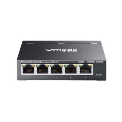 TP-Link Omada ES205G 5-Port Gigabit Easy Managed Switch, Plug & Play, Metallgehäuse mit lüfterlosem, geräuschlosem Design, Isolation, VLAN, IGMP-Snooping, Zentrales Cloud-Management TP-Link Omada ES205G 5-Port Gigabit Easy Managed Switch, Plug & Play, Metallgehäuse mit lüfterlosem, geräuschlosem Design, Isolation, VLAN, IGMP-Snooping, Zentrales Cloud-Management