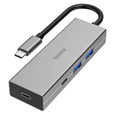 Hama USB-C Hub 4 Ports (2X USB-C, 2X USB-A, USB-C Docking Station Power Delivery, USB A Hub, USB Hub 3.2 Ladefunktion, Multiport 5Gbit/s, Thunderbolt 4 Hub, für MacBook, Laptop, PD Netzteil etc) grau Hama USB-C Hub 4 Ports (2X USB-C, 2X USB-A, USB-C Docking Station Power Delivery, USB A Hub, USB Hub 3.2 Ladefunktion, Multiport 5Gbit/s, Thunderbolt 4 Hub, für MacBook, Laptop, PD Netzteil etc) grau