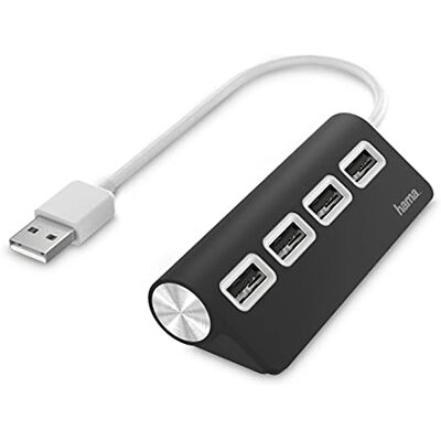 Hama USB Hub 4 Ports (High-Speed Datenübertragung, 4X USB-A für Maus, USB-Stick, USB-Dongle, Externe HDD, SSD, usw., Multiport Adapter, USB Adapter 4in1 für Büro, Homeoffice und unterwegs) schwarz Hama USB Hub 4 Ports (High-Speed Datenübertragung, 4X USB-A für Maus, USB-Stick, USB-Dongle, Externe HDD, SSD, usw., Multiport Adapter, USB Adapter 4in1 für Büro, Homeoffice und unterwegs) schwarz