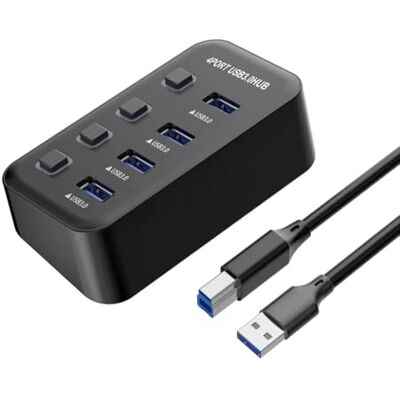 PremiumCord SuperSpeed USB Hub, 4X USB Typ A, USB 3.2 Gen 1 5Gbps, Portswitch, Hot-Lug, LED, Schwarz, Kabellänge 1m PremiumCord SuperSpeed USB Hub, 4X USB Typ A, USB 3.2 Gen 1 5Gbps, Portswitch, Hot-Lug, LED, Schwarz, Kabellänge 1m