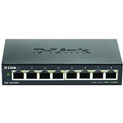 D-Link DGS-1100-08V2, 8-Port Layer 2 Smart Managed Gigabit Switch, (8 x 10/100/1000 Mbit/s BaseT Port, lüfterlos, Metallgehäuse), schwarz D-Link DGS-1100-08V2, 8-Port Layer 2 Smart Managed Gigabit Switch, (8 x 10/100/1000 Mbit/s BaseT Port, lüfterlos, Metallgehäuse), schwarz