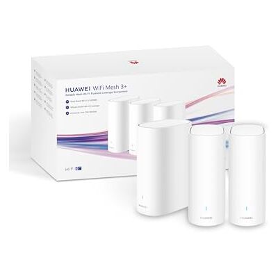 Huawei WiFi Mesh 3+ Router, Dual-Band Wi-Fi 6 AX3000, WLAN-Abdeckung im ganzen Haus, über 250 Geräteverbindungen, Wanddurchdringung, Keine DSL-Funktion, 30 Monate Garantie, Weiß, 3er-Pack Huawei WiFi Mesh 3+ Router, Dual-Band Wi-Fi 6 AX3000, WLAN-Abdeckung im ganzen Haus, über 250 Geräteverbindungen, Wanddurchdringung, Keine DSL-Funktion, 30 Monate Garantie, Weiß, 3er-Pack