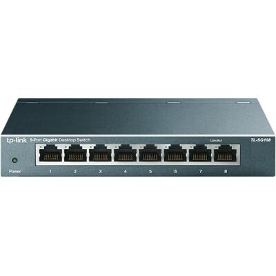 TP-Link TL-SG108 8-Port Gigabit Netzwerk Switch (Plug-and-Play, 8* RJ-45 LAN Ports, Metallgehäuse, IGMP-Snooping, unmanaged, lüfterlos) blau metallic TP-Link TL-SG108 8-Port Gigabit Netzwerk Switch (Plug-and-Play, 8* RJ-45 LAN Ports, Metallgehäuse, IGMP-Snooping, unmanaged, lüfterlos) blau metallic
