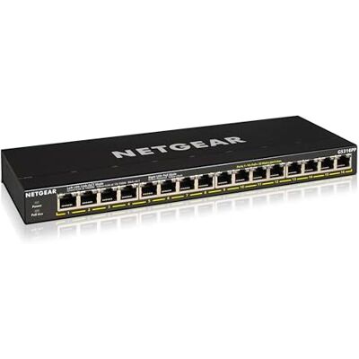 Netgear 16-Port Gigabit Ethernet Plus Switch mit PoE (GS316PP): Managed Switch mit 15 PoE+-Anschlüssen bei 180 W, 1 1G-SFP-Anschluss, Desktop- oder Wandbefestigung Netgear 16-Port Gigabit Ethernet Plus Switch mit PoE (GS316PP): Managed Switch mit 15 PoE+-Anschlüssen bei 180 W, 1 1G-SFP-Anschluss, Desktop- oder Wandbefestigung