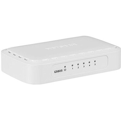 Netgear GS605 Switch 5-Port Gigabit Ethernet LAN Switch (Plug-and-Play Netzwerk Switch, LAN Verteiler, energieffizienter Hub, lüfterlos) Netgear GS605 Switch 5-Port Gigabit Ethernet LAN Switch (Plug-and-Play Netzwerk Switch, LAN Verteiler, energieffizienter Hub, lüfterlos)