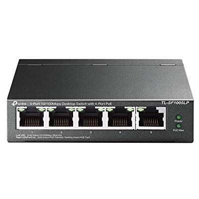 TP-Link TL-SF1005LP 5-Port 10/100Mbps (4X PoE Switch) PoE+ Ports Plug & Play, keine Einrichtung erforderlich. Lüfterloses Design, geräuschlos. Metallgehäuse TP-Link TL-SF1005LP 5-Port 10/100Mbps (4X PoE Switch) PoE+ Ports Plug & Play, keine Einrichtung erforderlich. Lüfterloses Design, geräuschlos. Metallgehäuse