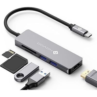 NOVOO 5-in-1 USB-C-Hub mit 4K HDMI-Adapter, 2 USB 3.0-Anschlüsse, SD/TF-Kartenleser, USB-C-Multiport-Hub für MacBook Pro 2019/2018, iMac 2017, Huawei Matebook, Google Chromebook Pixel NOVOO 5-in-1 USB-C-Hub mit 4K HDMI-Adapter, 2 USB 3.0-Anschlüsse, SD/TF-Kartenleser, USB-C-Multiport-Hub für MacBook Pro 2019/2018, iMac 2017, Huawei Matebook, Google Chromebook Pixel