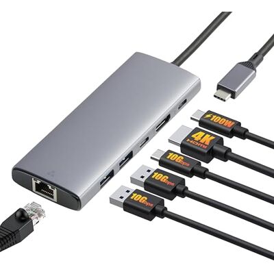 Amazon Basics USB C Hub für PC Laptops, 6-in-1 Multiport Adapter mit 100W Max PD Ladung, 4K HDMI, 2 USB-A Anschlüsse, Ethernet, Type C Datenanschluss Amazon Basics USB C Hub für PC Laptops, 6-in-1 Multiport Adapter mit 100W Max PD Ladung, 4K HDMI, 2 USB-A Anschlüsse, Ethernet, Type C Datenanschluss