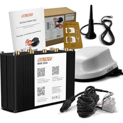 SELFSAT MWR 5550 weiß (4G / LTE / 5G & WLAN Internet Router bis 3,3 Gbps inkl. 5G Dachantenne), Starlink kompatibel SELFSAT MWR 5550 weiß (4G / LTE / 5G & WLAN Internet Router bis 3,3 Gbps inkl. 5G Dachantenne), Starlink kompatibel