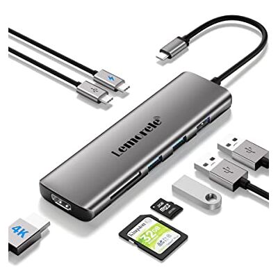 Lemorele USB C Hub – Docking Station 9 in 1 Aluminiumschale mit 4K HDMI, 3 USB 3.0, PD 100W, SD/TF, Type-C-Daten, Docking Station USB C für MacBook Air/Pro, iPad, Windows, Lenovo, Switch, Chromecast Lemorele USB C Hub – Docking Station 9 in 1 Aluminiumschale mit 4K HDMI, 3 USB 3.0, PD 100W, SD/TF, Type-C-Daten, Docking Station USB C für MacBook Air/Pro, iPad, Windows, Lenovo, Switch, Chromecast