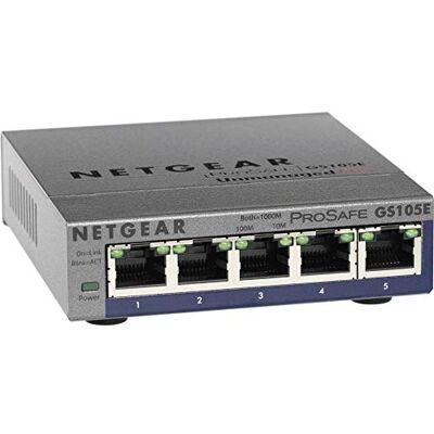 Netgear GS105E Managed Switch 5 Port Gigabit Ethernet LAN Switch Plus (Netzwerk Switch Managed, IGMP, QoS, VLAN, lüfterlos, Robustes Metallgehäuse, ProSAFE Lifetime-Garantie), Grau Netgear GS105E Managed Switch 5 Port Gigabit Ethernet LAN Switch Plus (Netzwerk Switch Managed, IGMP, QoS, VLAN, lüfterlos, Robustes Metallgehäuse, ProSAFE Lifetime-Garantie), Grau