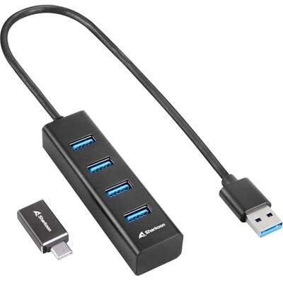 Sharkoon 4-Port USB 3.2 GEN 1 Aluminium Hub, Schwarz Sharkoon 4-Port USB 3.2 GEN 1 Aluminium Hub, Schwarz