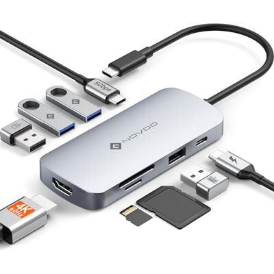 NOVOO USB C Hub HDMI 4K 60Hz 9 in 1 USB C auf USB Adapter SD/TF Kartenlesung USB C Hub für MacBook Pro Air ChromeBook Pixel iPad Pro NOVOO USB C Hub HDMI 4K 60Hz 9 in 1 USB C auf USB Adapter SD/TF Kartenlesung USB C Hub für MacBook Pro Air ChromeBook Pixel iPad Pro
