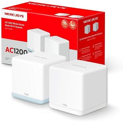 MERCUSYS TP-Link Halo H1200G (2er-Pack) WLAN Mesh Dual Band AC1200, Gigabit Ethernet Ports, Beamforming, MU-MIMO, Router und Access Point-Modus, empfohlen für Häuser mit 2-3 Schlafzimmern MERCUSYS TP-Link Halo H1200G (2er-Pack) WLAN Mesh Dual Band AC1200, Gigabit Ethernet Ports, Beamforming, MU-MIMO, Router und Access Point-Modus, empfohlen für Häuser mit 2-3 Schlafzimmern