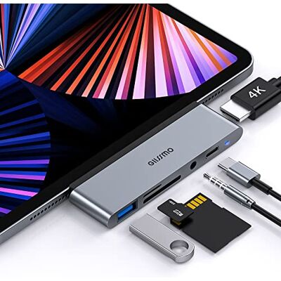 GIISSMO iPad Pro Adapter, USB C Hub mit HDMI 4K 60Hz, USB-C PD, USB-A, SD/TF Kartenleser, 3,5 mm Audiobuchse, iPad Pro Zubehör Kompatibel mit iPad Pro 2021 2020 2018, iPad Air 5/4, iPad mini 6 GIISSMO iPad Pro Adapter, USB C Hub mit HDMI 4K 60Hz, USB-C PD, USB-A, SD/TF Kartenleser, 3,5 mm Audiobuchse, iPad Pro Zubehör Kompatibel mit iPad Pro 2021 2020 2018, iPad Air 5/4, iPad mini 6