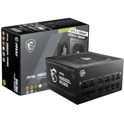 MSI MAG A850GL PCIE 5 & ATX 3.0 Gaming-Netzteil – voll modular – 80 Plus Gold Zertifiziert 850 W – kompakte Größe – ATX-Netzteil MSI MAG A850GL PCIE 5 & ATX 3.0 Gaming-Netzteil – voll modular – 80 Plus Gold Zertifiziert 850 W – kompakte Größe – ATX-Netzteil