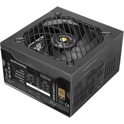 Mars Gaming MPB1000PSI, Vollmodulares ATX-Netzteil 1000W, 10 Jahre Garantie, 80Plus Gold 90%, SI-Lüfter 140mm, AI2-RPM, DC-DC und SMD Technologien, ATX 3.1 und PCIe 5.1 mit 12V 2x6 Anschluss, Schwarz Mars Gaming MPB1000PSI, Vollmodulares ATX-Netzteil 1000W, 10 Jahre Garantie, 80Plus Gold 90%, SI-Lüfter 140mm, AI2-RPM, DC-DC und SMD Technologien, ATX 3.1 und PCIe 5.1 mit 12V 2x6 Anschluss, Schwarz
