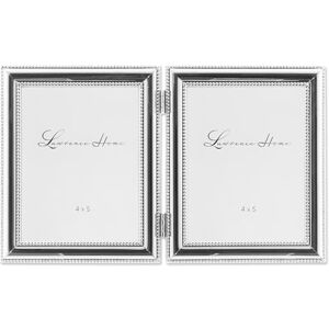 Lawrence Frames 510745D Doppel-Bilderrahmen, versilbert, mit Doppelperlen, aufklappbar, 10,2 x 12,7 cm Lawrence Frames 510745D Doppel-Bilderrahmen, versilbert, mit Doppelperlen, aufklappbar, 10,2 x 12,7 cm