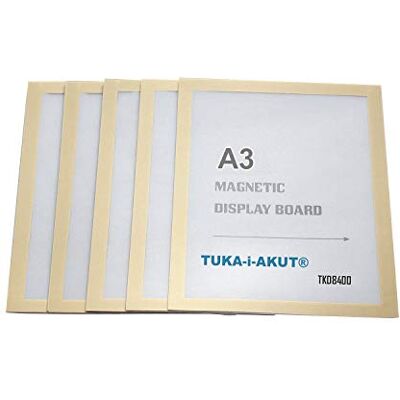 TUKA-i-AKUT 5st. A3 Info-Rahmen Selbstklebend mit Magnetverschluss, Einstecktasche Infotasche Blatthalter, Schnelles Wechseln von Aushängen, Aufklappbarer Magnetrahmen Farbe Gold, TKD8400-A3-5x TUKA-i-AKUT 5st. A3 Info-Rahmen Selbstklebend mit Magnetverschluss, Einstecktasche Infotasche Blatthalter, Schnelles Wechseln von Aushängen, Aufklappbarer Magnetrahmen Farbe Gold, TKD8400-A3-5x