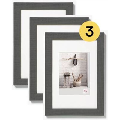 walther design Bilderrahmen grau 20 x 30 cm mit Passepartout, 3er Pack, Home Holzrahmen HO030D3 walther design Bilderrahmen grau 20 x 30 cm mit Passepartout, 3er Pack, Home Holzrahmen HO030D3