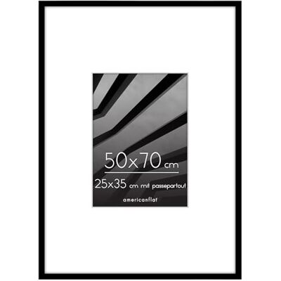 Americanflat Bilderrahmen 50x70 cm Schwarz Bilderrahmen 25x35 cm mit Passepartout aus Kunststoff mit poliertem Plexi-Scheibe Americanflat Bilderrahmen 50x70 cm Schwarz Bilderrahmen 25x35 cm mit Passepartout aus Kunststoff mit poliertem Plexi-Scheibe