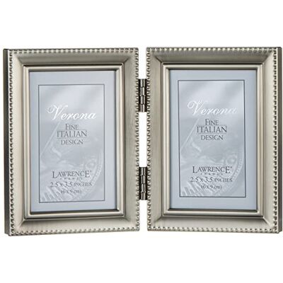 Lawrence Frames Bilderrahmen aus Zinn, mit Scharnier, 2 x 3 cm, Antik-Look, mit Perlenkante Lawrence Frames Bilderrahmen aus Zinn, mit Scharnier, 2 x 3 cm, Antik-Look, mit Perlenkante