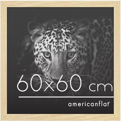 Americanflat Bilderrahmen 60x60 cm aus MDF-Holz mit bruchsicherem Plexi-Scheibe Bilderrahmen quadratisch 60x60 mit integrierter Aufhängung für die Wand Eiche/Natur Americanflat Bilderrahmen 60x60 cm aus MDF-Holz mit bruchsicherem Plexi-Scheibe Bilderrahmen quadratisch 60x60 mit integrierter Aufhängung für die Wand Eiche/Natur
