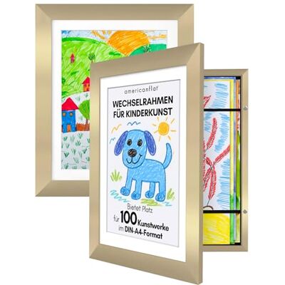 Americanflat A4 Bilderrahmen für Kinderzeichnungen Gold Verbundholz mit Bruchsicherem Glas Horizontale & Vertikale Versionen 2er Pack Americanflat A4 Bilderrahmen für Kinderzeichnungen Gold Verbundholz mit Bruchsicherem Glas Horizontale & Vertikale Versionen 2er Pack
