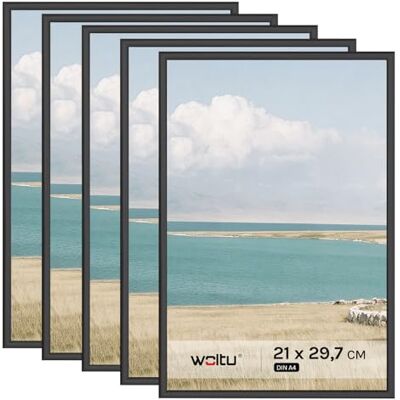 WOLTU Bilderrahmen DIN A4, 5er Set, Schwarz Collage Wanddeko, Fotorahmen mit Passepartout, 21x29,7 cm,mehrere bilder, Posterrahmen zum vertikalen oder horizontalen Aufhängen/Aufstellen WOLTU Bilderrahmen DIN A4, 5er Set, Schwarz Collage Wanddeko, Fotorahmen mit Passepartout, 21x29,7 cm,mehrere bilder, Posterrahmen zum vertikalen oder horizontalen Aufhängen/Aufstellen
