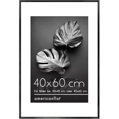 Americanflat Aluminium Bilderrahmen 40x60cm als 30x45cm Rahmen mit Passepartout oder 40x60cm Bilder Rahmen ohne Passepartout bruchsichere Scheibe mit Montagevorrichtung für die Wand Schwarz Americanflat Aluminium Bilderrahmen 40x60cm als 30x45cm Rahmen mit Passepartout oder 40x60cm Bilder Rahmen ohne Passepartout bruchsichere Scheibe mit Montagevorrichtung für die Wand Schwarz