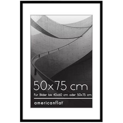 Americanflat Bilderrahmen 50x75 cm Schwarz Bilderrahmen 40x60 cm mit Passepartout aus Kunststoff mit poliertem Plexi-Scheibe Americanflat Bilderrahmen 50x75 cm Schwarz Bilderrahmen 40x60 cm mit Passepartout aus Kunststoff mit poliertem Plexi-Scheibe