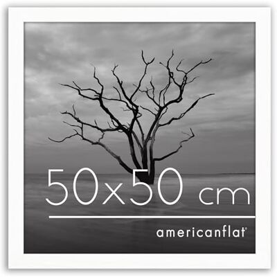 Americanflat Bilderrahmen 50x50 cm aus MDF-Holz mit bruchsicherem Plexi-Scheibe Bilderrahmen quadratisch 50x50 mit integrierter Aufhängung für die Wand Weiß Americanflat Bilderrahmen 50x50 cm aus MDF-Holz mit bruchsicherem Plexi-Scheibe Bilderrahmen quadratisch 50x50 mit integrierter Aufhängung für die Wand Weiß